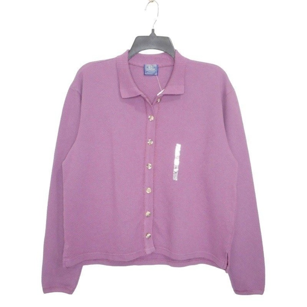 Cobalt Jeanswear Sweater Small Purple Button Front‎ Collared Cardigan Top Y2K